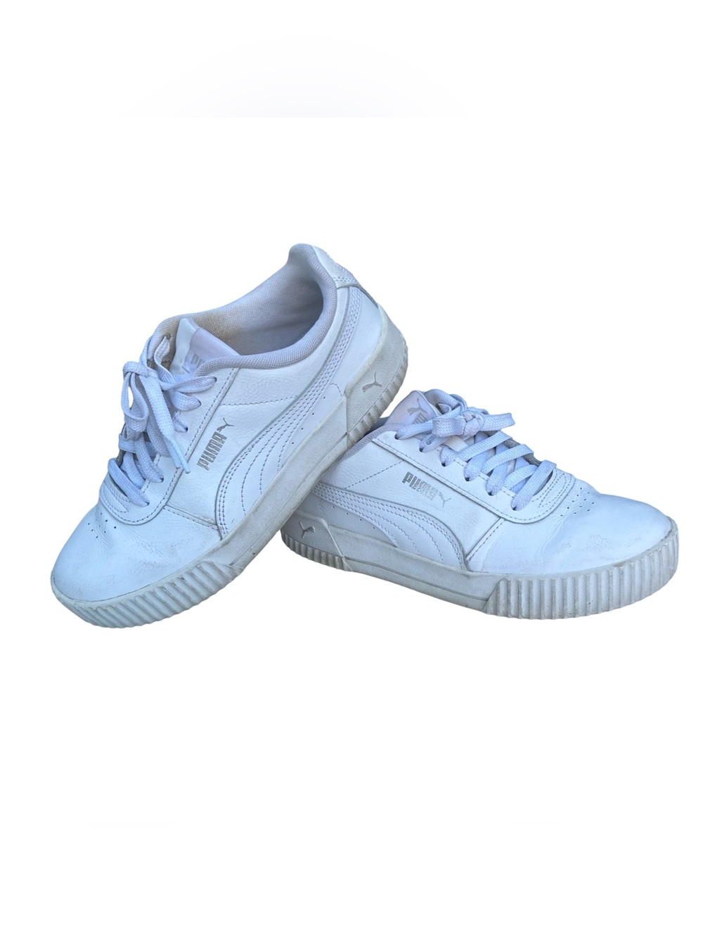 Puma Carina White Platform Sneakers Women's Size 7 Leather Low Top Casual style